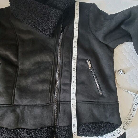 Sheryl Crow Americana Studded Faux Suede Sherpa Moto Black Jacket Plus Size 2X - Picture 11 of 13